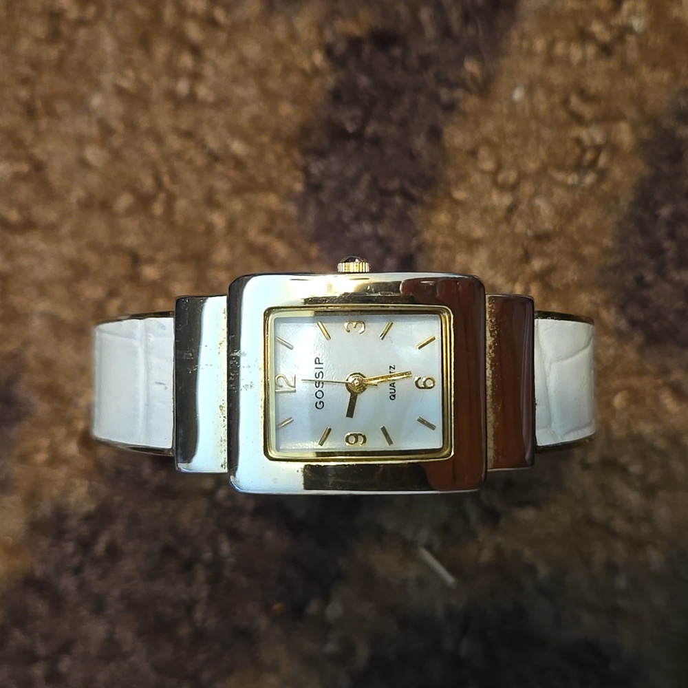 Gossip Gold and White Rectangular Cuff Watch